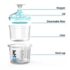 HZH NH-400ML Disposable Paint Cup System Exploded View Showing Cup, Lid, and Liner Components
