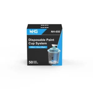 HZH NH-650ML Disposable Paint Cup System Carton Packaging displayed from rear view