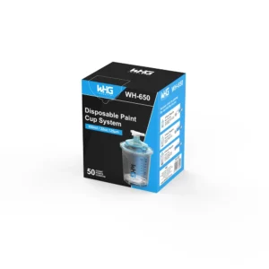 HZH WH-650ML Disposable Paint Cup System Dispenser Packaging displayed from front right angle