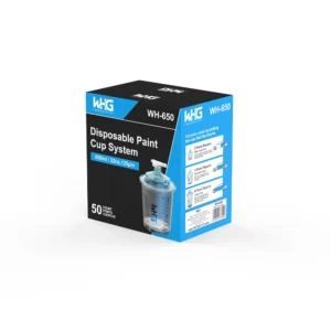 HZH WH-650ML Disposable Paint Cup System Standard Packaging displayed from front right angle