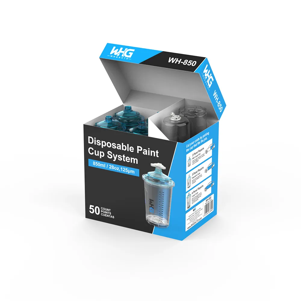 HZH WH-850ML Disposable Paint Cup System Zipper Packaging displayed from front right angle
