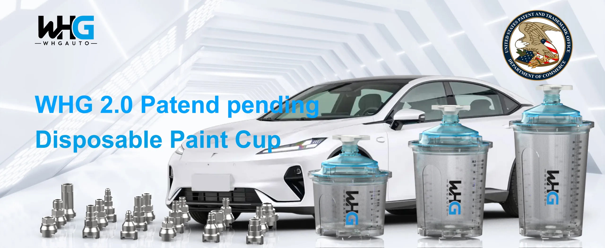 HZH WH Disposable Paint Cup System Front Display Showing Cup and Lid