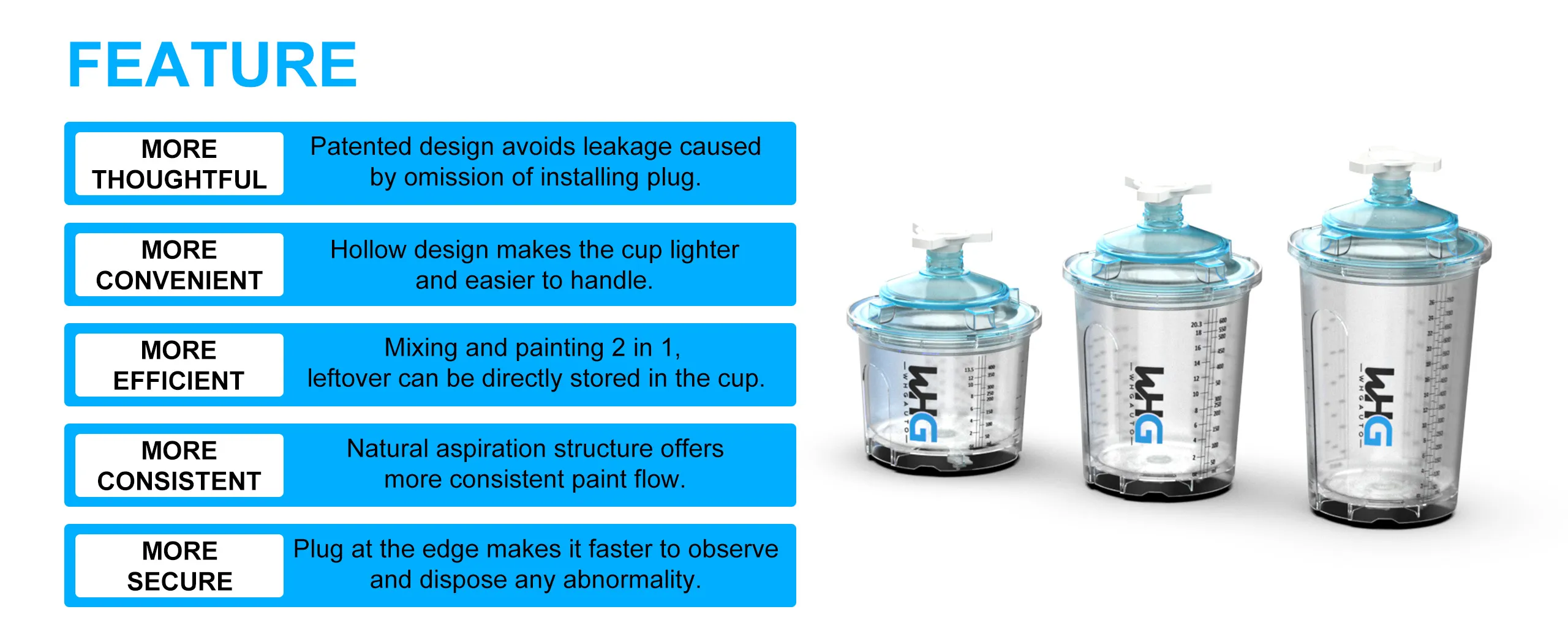 ZH WH Disposable Paint Cup System with PPS Compatibility for Various Spray Guns