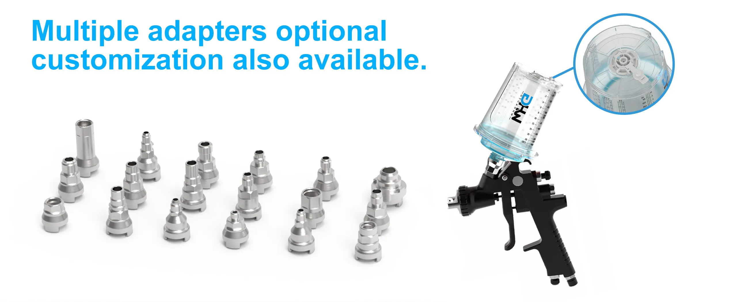 HZH WH Disposable Paint Cup System with Lid, Liner, and Adapter Accessories