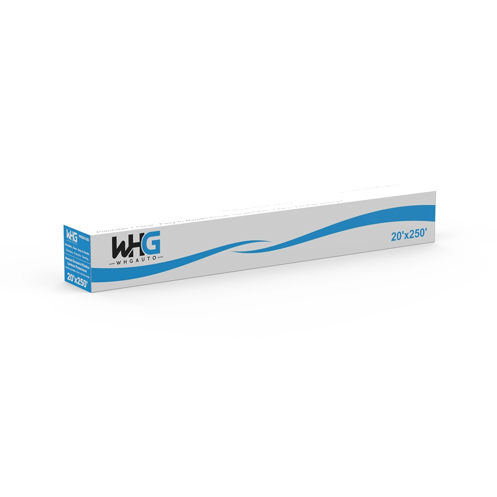 WHGAuto 20x250ft Masking Film packaging box angled right view, showing product design and quality