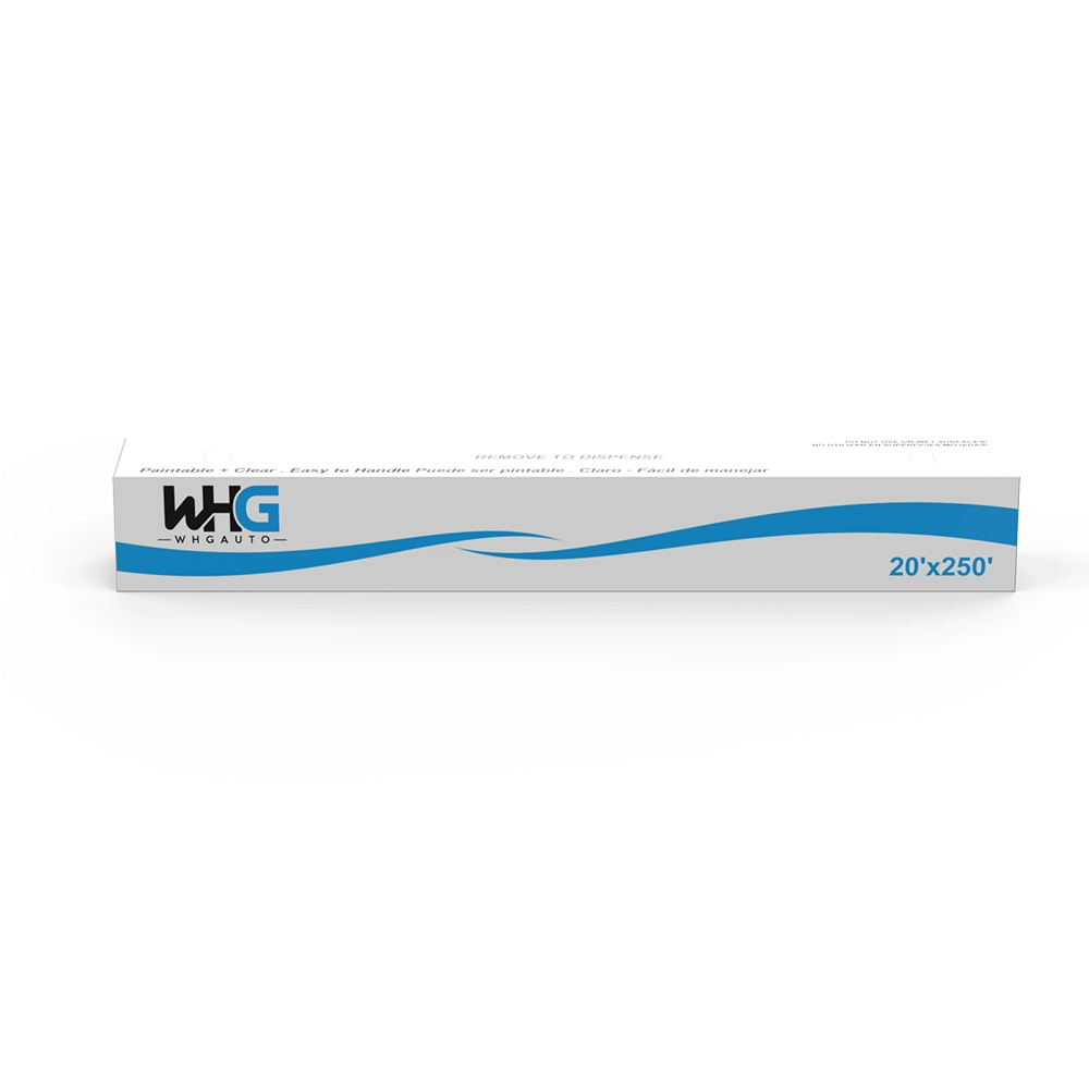 WHGAuto 20x250ft Masking Film packaging box front view, clear display of product and branding