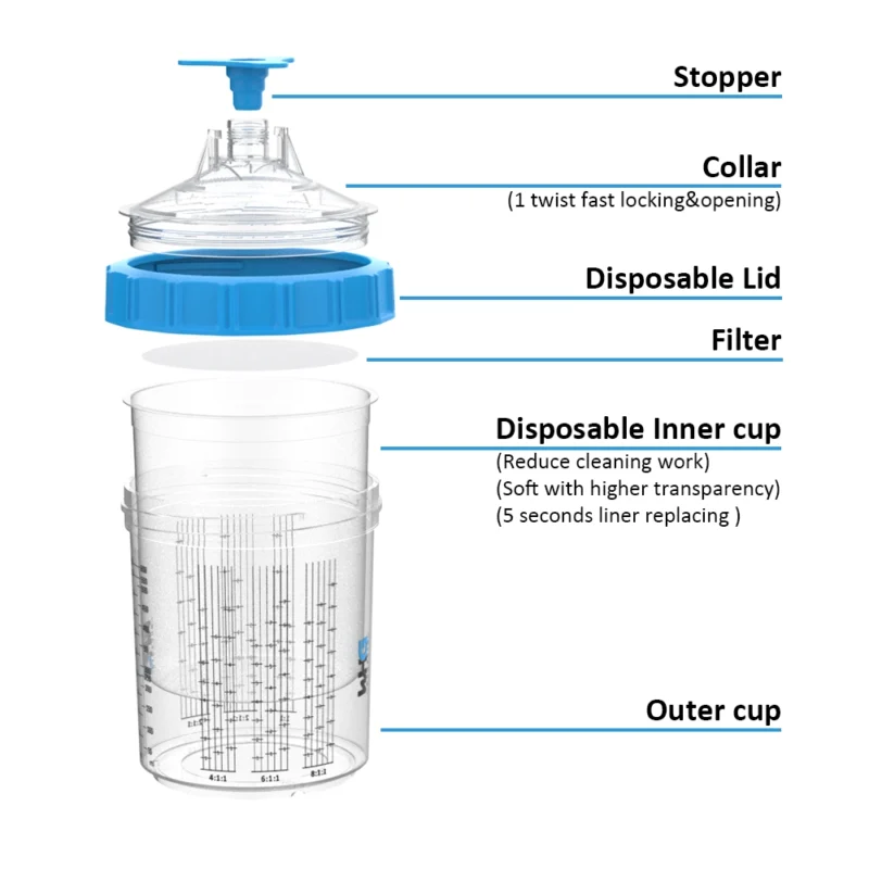 WHGAuto 650ml Disposable Paint Cup Dimensions and Technical Specifications