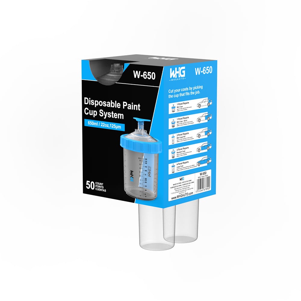 WHGAuto 650ml Disposable Paint Cup System Dispenser Packaging – Frontal view